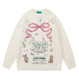 christmas outfit Dodobye Aesthetic Rabbit Print Oversized Sweater