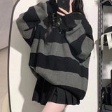 Dodobye Streetwear Striped Sweater Women Oversized Knitted Pullovers Harajuku Korean Loose Knitwear Winter Fashion Casual Jumpers New