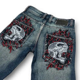 Dodobye 90s Streetwear Goth Hip Hop Oversized Skull Embroidery Pattern Y2k Baggy Jeans New Men and Women Straight Black Jeans Retro Casual Denim Pants