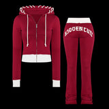 Dodobye Y2k Fashion High Quality Slim Sports hoodie and sweatpants Two winter Gothic lettering applique sportswear sweatsuit sets emo