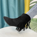 Dodobye 2025 Chelsea Boots Ankle Fringe Chunky Heels Western Cowboy Style Shoes Short Elegant Woman Heeled Punk Plus Size