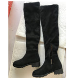 thanksgiving outfit Dodobye 2024 Autumn Over Knee High Boots Fur Fashion Shoes 4cm High Heels Soft Flock Stretch Botas Big 43