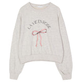 christmas outfit Dodobye Aesthetic Bowknot Print Pullover Sweatshirt