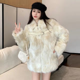 thanksgiving outfit Dodobye 2024 Winter New Fox Fur Jacket Women's Cropped High-End Youth Style Faux Fur Age-Reduction Explosion Top Real Leather Coat