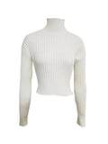 Dodobye-Solid Turtleneck Ribbed Short Sweater