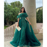 Dodobye Customized Lace Off the Shoulder robes de soirée A-Line Floor-Length Evening Dresses Foramal Evening Draped Wedding Dress-(PRE-ORDER)