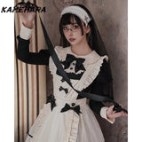 Dodobye Spring Autumn Korean Gentle Style Bow Cos Cute Maid Original Ancient Maid Vestidos Elegant Lolita Y2k Dress Skirt Sets