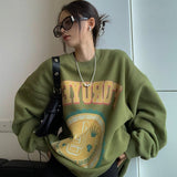 christmas outfit Dodobye Thickened American Style Avocado Green Sweatshirt