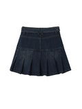 Dodobye Y2k High Waist Denim Mini Pleated Skirts With Belt Women 2025 Summer Fashion Retro A Line Skirt Korean Ins Female Casual Skirts