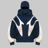 Dodobye Double Hood Mask Design Hoodies American Embroidery Pattern High-quality Cotton Velvet Loose Y2K Sweatshirts Gothic Couple Tops