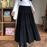 Dodobye Summer Women Long Skirt Chic Women Solid All Match A Line Cake Skirt Korean Fashion Casual Female Skirt New