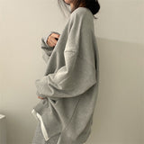 christmas outfit Dodobye Solid Color Oversized Sweatshirt