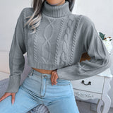 Dodobye Autumn Winter 2024 Crop Top Women Turtleneck Sweater Long Sleeve Casual Knitted Sweater