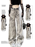 Dodobye Women Grey Patchwork Y2k Jeans Harajuku Denim Trousers 90s Aesthetic Jean Pants Vintage Japanese 2000s Style Trashy Clothes 2025