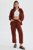 Dodobye Long Sleeve Solid Color Shirt Long Pants Set