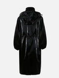 christmas outfit Dodobye Spring Black Long Waterproof Shiny Reflective PVC Faux Leather Coat for Women with Detachable Hood Y2K Streetwear