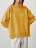 christmas outfit Dodobye High-Low Long Sleeves Solid Color Split-Joint High Neck Sweater Tops