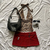 Dodobye Leopard pattern halter neck vest rock aesthetic retro chic Y2K emo girls commuting all-match sexys sports slim women's tank tops