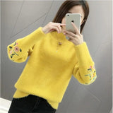 Dodobye Woman Sweaters 2025 Autumn Winter Tops Turtleneck Sweater Women Slim Pullover Jumper Embroidery Knitted Sweater Pull Femme Hiver