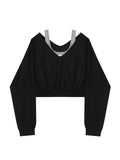 Dodobye Woman Sweatshirt Hoodies Fashion Female Chic Loose Casual Streetwear Patchwork Ins Street Y2K Fake Two Pieces Hoodies Crop Top