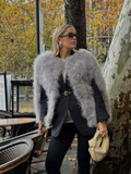 christmas outfit Dodobye Elegant Fluffy Faux Fur Cape Coat For Women 2024 Fashion Round Collar Fake Sleeve Jacket Fall Winter Chic Ladies Warm Streetwear