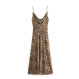 Dodobye Leopard Print Long Dress Women Tulle Backless Slip Dress Woman Summer Sexy Holiday Dresses 2024 Vintage Midi Party Dresses