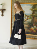 Dodobye Black Queen Strap Dress And Knit Cardigan