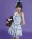 Dodobye Blue Girl Rose Tiered Dress