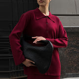 Dodobye Knitted Red Vintage Cardigans Skirt Suits Women 2 Pieces Single Breasted Lapel Long Sleeve Sweater Long Skirts Sets Elegant Chic