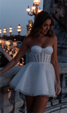 Dodobye Ivory White Mini Glitter Prom Dresses Shiny Sequins Evening Dress Elegant Off Shoulder Sleeveless vestidos de fiesta 2025-(PRE-ORDER)