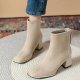 Dodobye Fashion Thick Heel Short Boots  2025  Winter New Square Headed Suede Short Boots Women Plush Warm High Heels  Boots