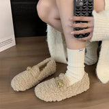 Dodobye Shoes Woman 2024 Modis Autumn Casual Female Sneakers Flats Loafers Fur All-Match New Boat Cute Fall Winter Dress Moccasin