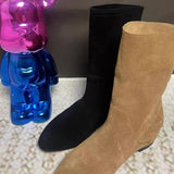 Dodobye 2025  Autumn Winter Women Boots Mid-Calf  Boots Brand Fashion Female Stretch Cotton Fabric Slip-on Boots Flat Shoes Woman