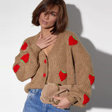 Black Friday Dodobye Casual Knitted Strawberry Cardigan Women Loose Warm V-Neck Single-Breasted Sweaters Female Autumn Chic Simple Daily Tops