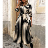 Dodobye Striped Shirt Fashion Buttons Up Long Sleeve Cardigan Shirts Turn-down Collar Streetwear Blouse Casual T-shirt