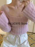 Dodobye Sweet Solid Color Knitted Sweater Office Lady Casual Long Sleeve Blouse Women Party Y2K Crop Top Korean Fashion Autumn 2025