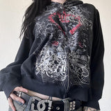 Dodobye Gothic Heart Print Loose Jacket Autumn Vintage Clothes Japanese Style Emo Zip Up Sweatshirts Harajuku Cyber Grunge Y2K Hoodies