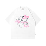 Dodobye Pink Letter Airplane Graphic T Shirts Gothic Y2k Tops Pro Choice Harajuku Oversized T Shirt Streetwear Goth Men Clothing