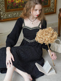 Dodobye Black Queen Strap Dress And Knit Cardigan