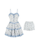 Dodobye Blue Girl Rose Tiered Dress