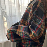 christmas outfit Dodobye 2025 Korean version hot style niche design round neck plaid splicing long sleeve printed loose pullover sweatshirt for women