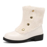 thanksgiving outfit Dodobye Snow Boots Round Toe Thick Heel 3.5cm Decoration 46 47 48 Leisure Daily Ankle Bota