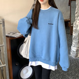 christmas outfit Dodobye Letter Embroidery Oversized Sweatshirt