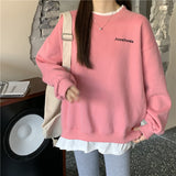 christmas outfit Dodobye Letter Embroidery Oversized Sweatshirt