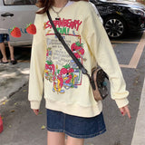 christmas outfit Dodobye Strawberry Jam Print Oversized Sweatshirt