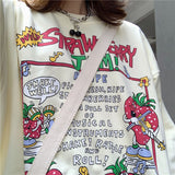 christmas outfit Dodobye Strawberry Jam Print Oversized Sweatshirt