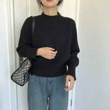 Black Friday Dodobye Autumn Cashmere Knitted Sweaters Women Winter Warm Casual Mock Neck Solid Jumpers Harajuku Loose Simple Pullovers Sweater New