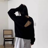 Dodobye Sexy Backless Knitted Sweaters Women Hollow Out Long Sleeve Lazy Wind Pullovers Vintage Loose Casual O Neck Streetwear Tops