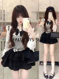 Dodobye 2025 Autumn Sweet 2 Piece Set Office Lady Casual Outwear Mini Skirt + Women Evening Party Kawaill Y2k Blouse Korean Fashion