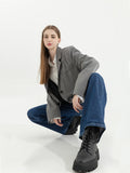 Dodobye Grey Blazer Coat Women Korean Casual Loose 2025 Autumn Oversized Single-breasted Turndown Collar Long Sleeve Suit Jacket Female